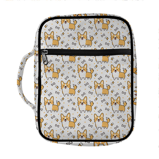 Cartoon Corgi Pattern Print Front Pocket Bible Bag
