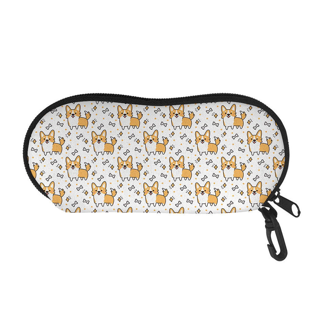 Cartoon Corgi Pattern Print Glasses Case