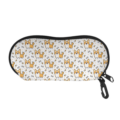 Cartoon Corgi Pattern Print Glasses Case