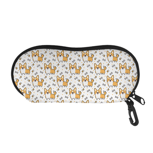 Cartoon Corgi Pattern Print Glasses Case