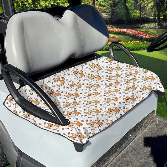 Cartoon Corgi Pattern Print Golf Cart Seat Cover