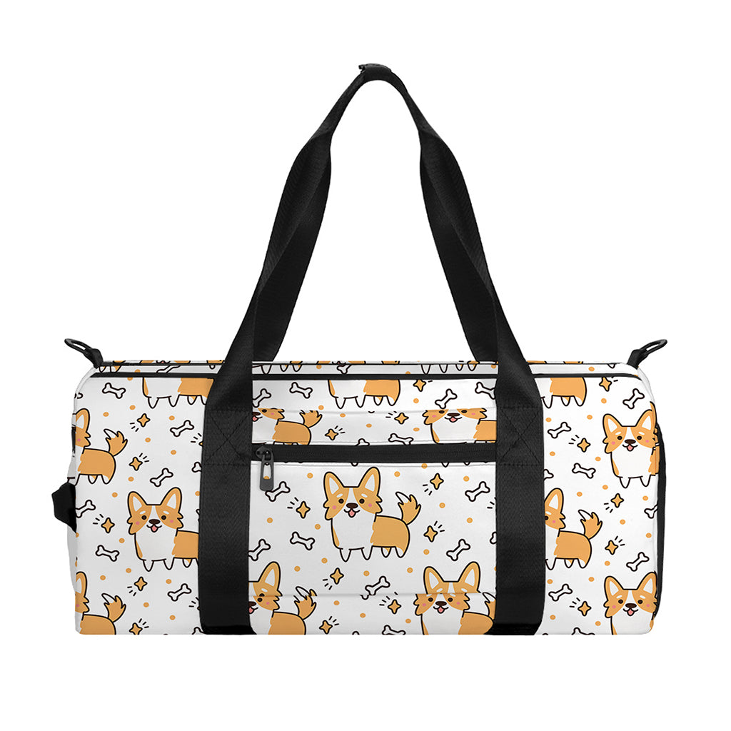Cartoon Corgi Pattern Print Gym Bag