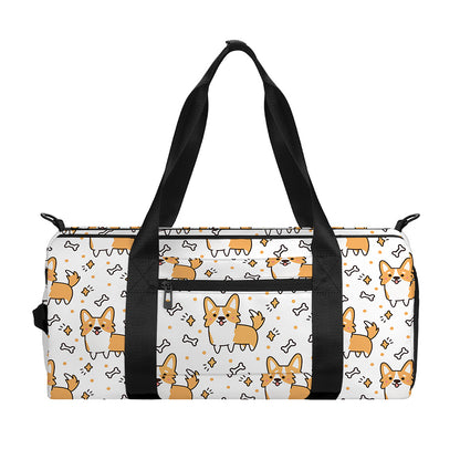 Cartoon Corgi Pattern Print Gym Bag