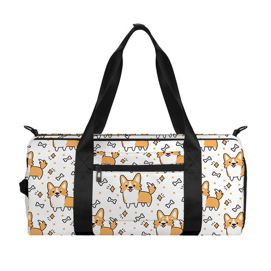 Cartoon Corgi Pattern Print Gym Bag