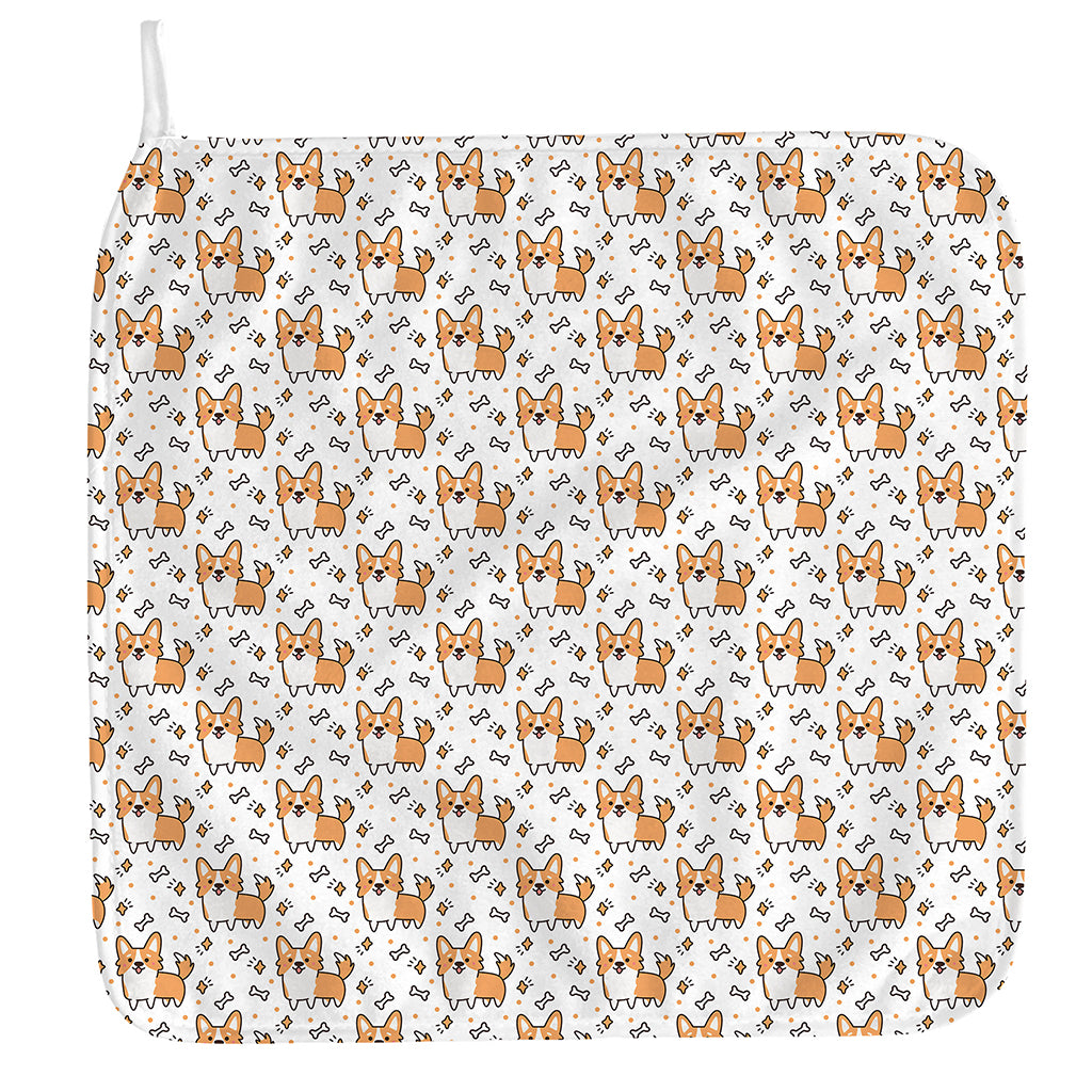 Cartoon Corgi Pattern Print Hand Towel