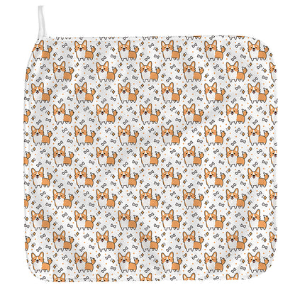 Cartoon Corgi Pattern Print Hand Towel