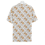 Cartoon Corgi Pattern Print Hawaiian Shirt