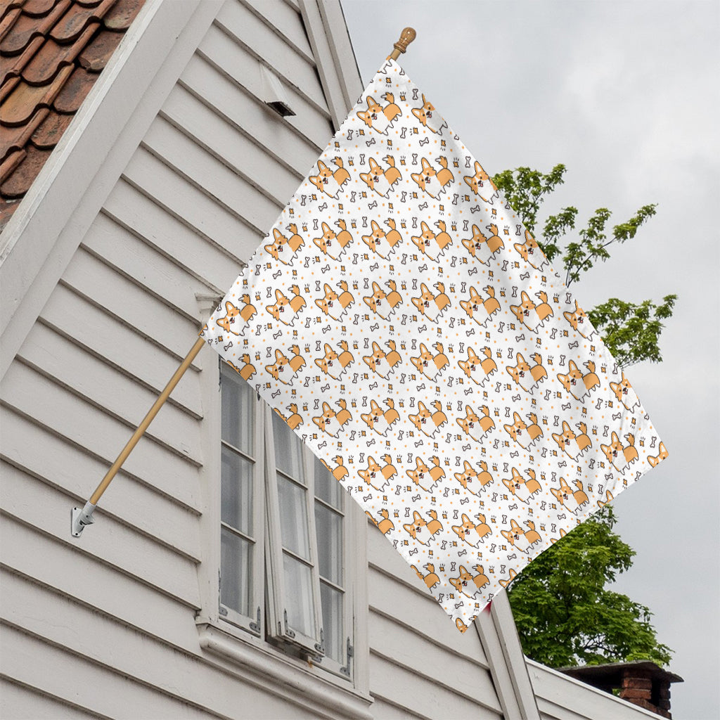 Cartoon Corgi Pattern Print House Flag