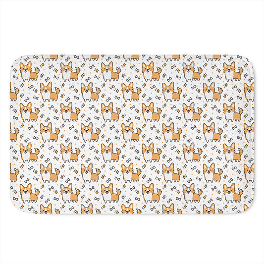 Cartoon Corgi Pattern Print Indoor Door Mat