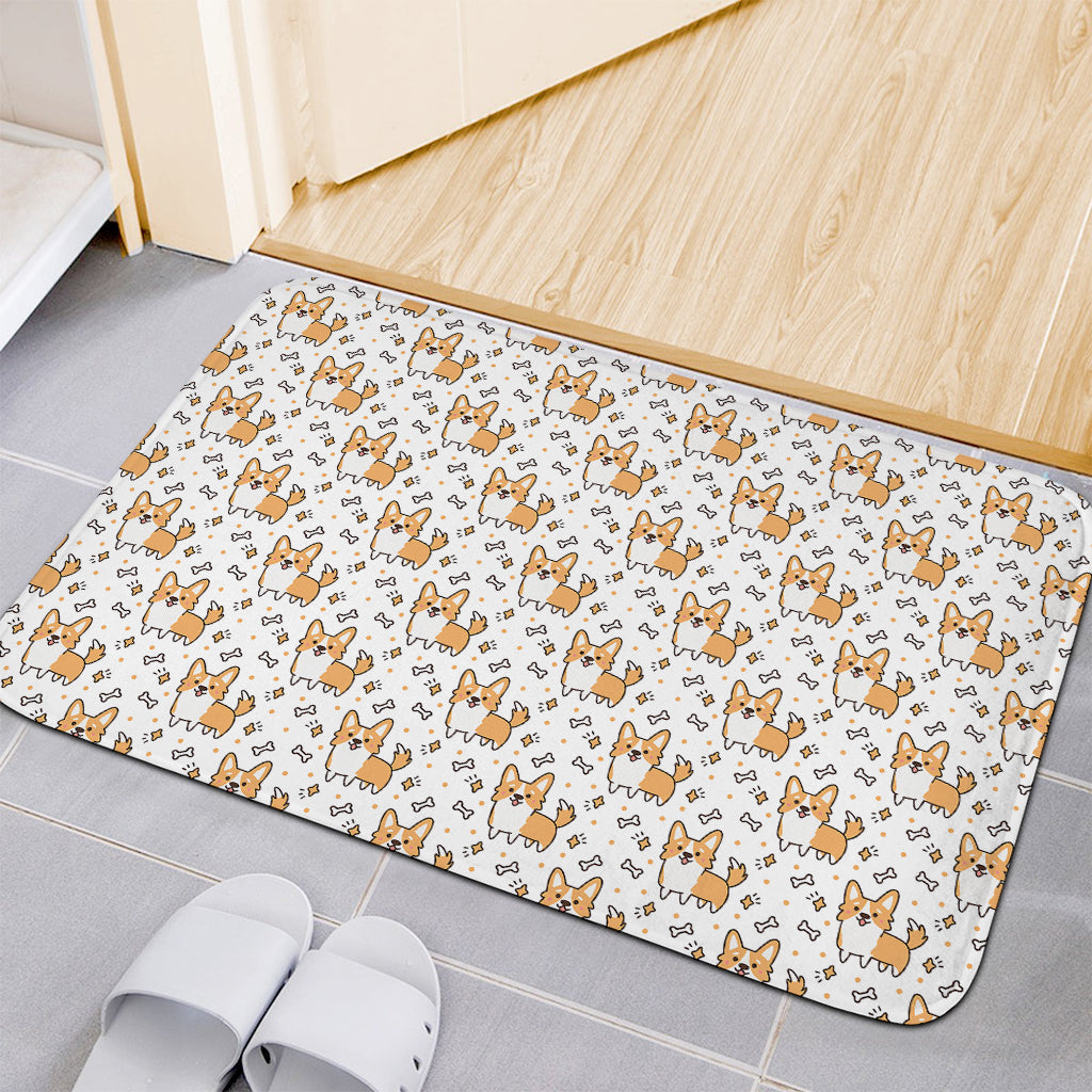 Cartoon Corgi Pattern Print Indoor Door Mat
