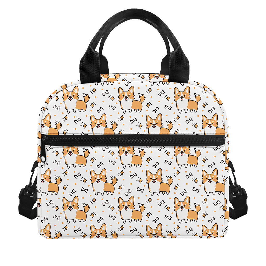 Cartoon Corgi Pattern Print Insulated Lunch Bag