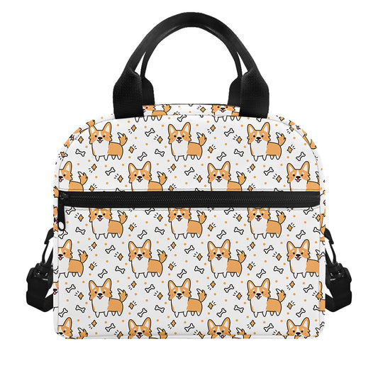 Cartoon Corgi Pattern Print Insulated Lunch Bag