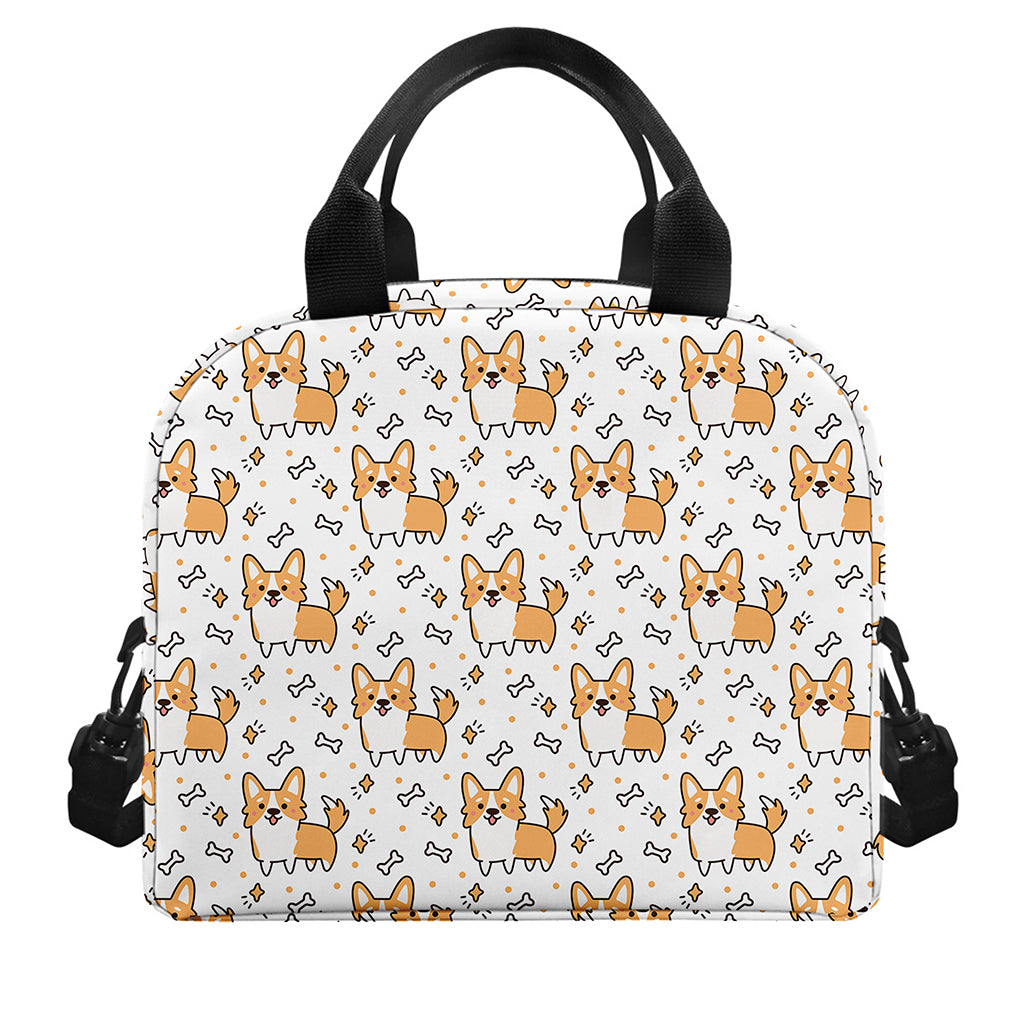 Cartoon Corgi Pattern Print Insulated Lunch Bag
