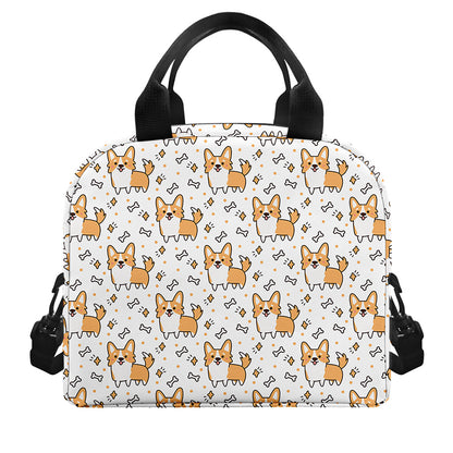 Cartoon Corgi Pattern Print Insulated Lunch Bag