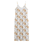 Cartoon Corgi Pattern Print Jersey Midi Cami Dress