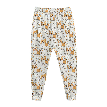 Cartoon Corgi Pattern Print Jogger Pants