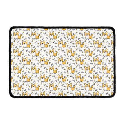 Cartoon Corgi Pattern Print Kitchen Mat
