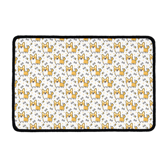 Cartoon Corgi Pattern Print Kitchen Mat
