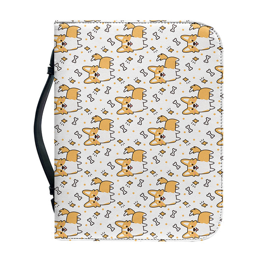 Cartoon Corgi Pattern Print Leather Bible Cover
