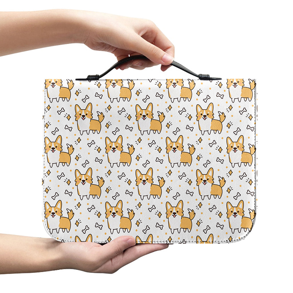 Cartoon Corgi Pattern Print Leather Bible Cover