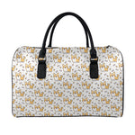 Cartoon Corgi Pattern Print Leather Duffle Bag