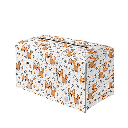 Cartoon Corgi Pattern Print Leather Tissue Box Cover