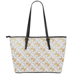 Cartoon Corgi Pattern Print Leather Tote Bag