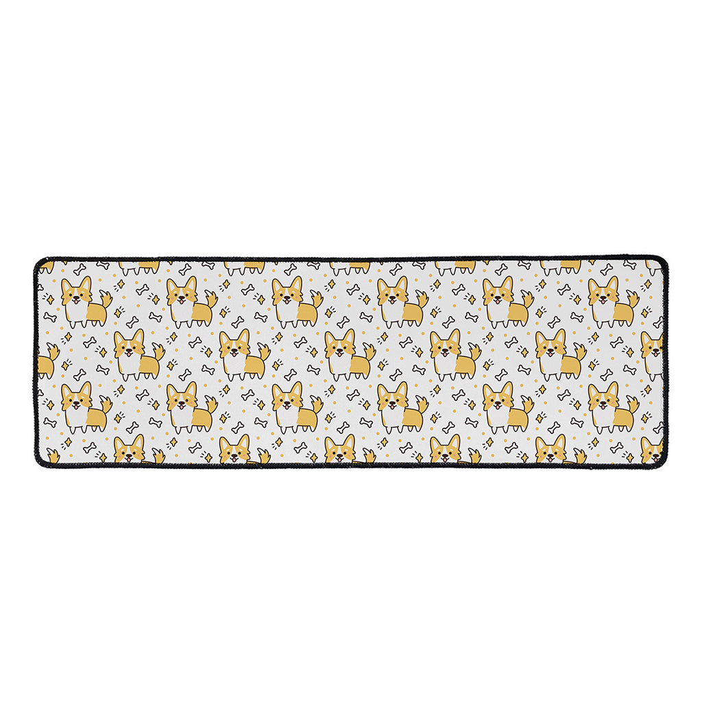 Cartoon Corgi Pattern Print Long Kitchen Mat