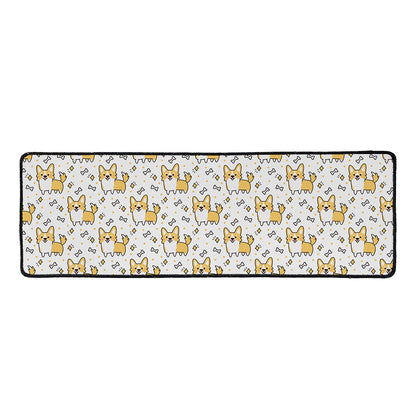 Cartoon Corgi Pattern Print Long Kitchen Mat