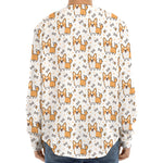 Cartoon Corgi Pattern Print Long Sleeve Baseball Jersey