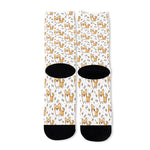 Cartoon Corgi Pattern Print Long Socks