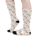 Cartoon Corgi Pattern Print Long Socks