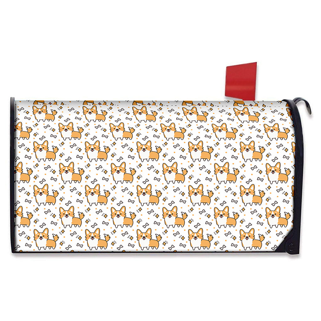 Cartoon Corgi Pattern Print Mailbox Cover