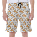Cartoon Corgi Pattern Print Men's Beach Shorts