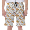 Cartoon Corgi Pattern Print Men's Beach Shorts