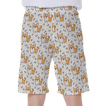 Cartoon Corgi Pattern Print Men's Beach Shorts
