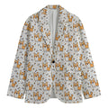 Cartoon Corgi Pattern Print Men's Blazer