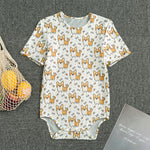 Cartoon Corgi Pattern Print Men's Bodysuit