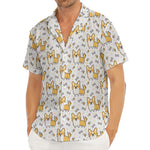 Cartoon Corgi Pattern Print Men's Deep V-Neck Shirt