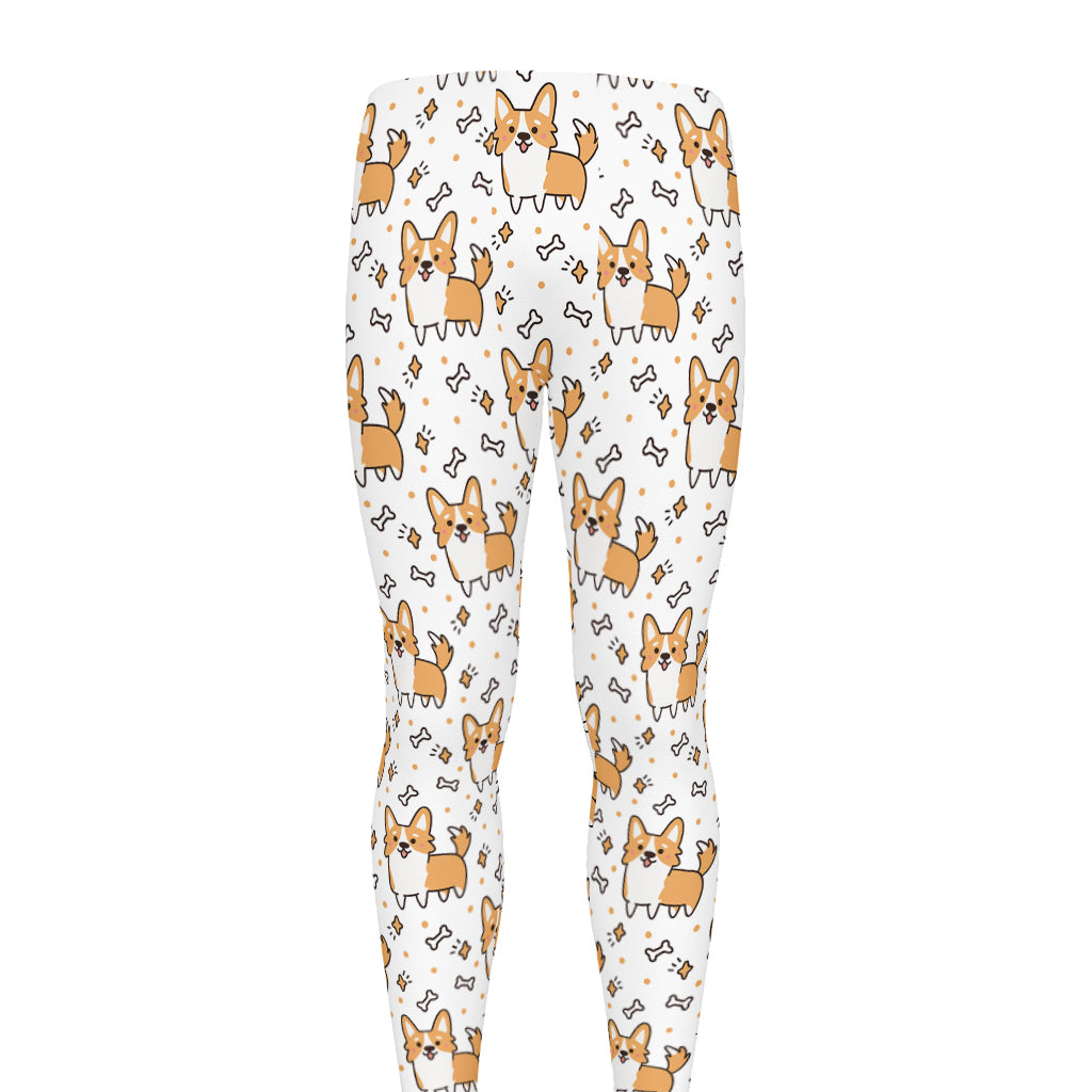 Cartoon Corgi Pattern Print Men's leggings