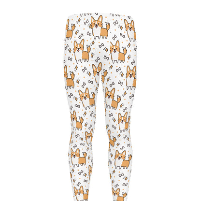 Cartoon Corgi Pattern Print Men's leggings