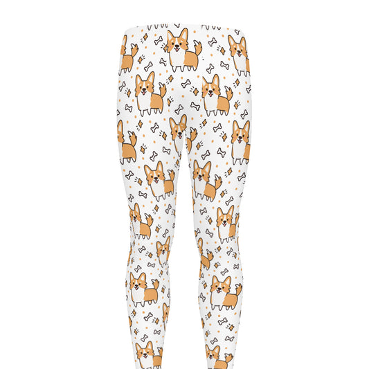 Cartoon Corgi Pattern Print Men's leggings