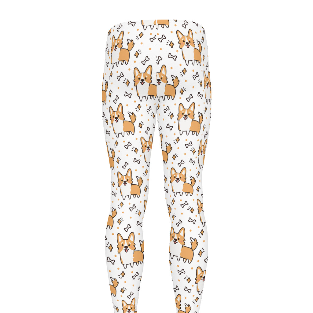 Cartoon Corgi Pattern Print Men's leggings