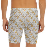Cartoon Corgi Pattern Print Men's Long Boxer Briefs