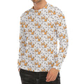 Cartoon Corgi Pattern Print Men's Long Sleeve Rash Guard