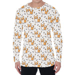 Cartoon Corgi Pattern Print Men's Long Sleeve T-Shirt