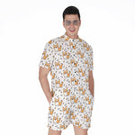 Cartoon Corgi Pattern Print Men's Rompers