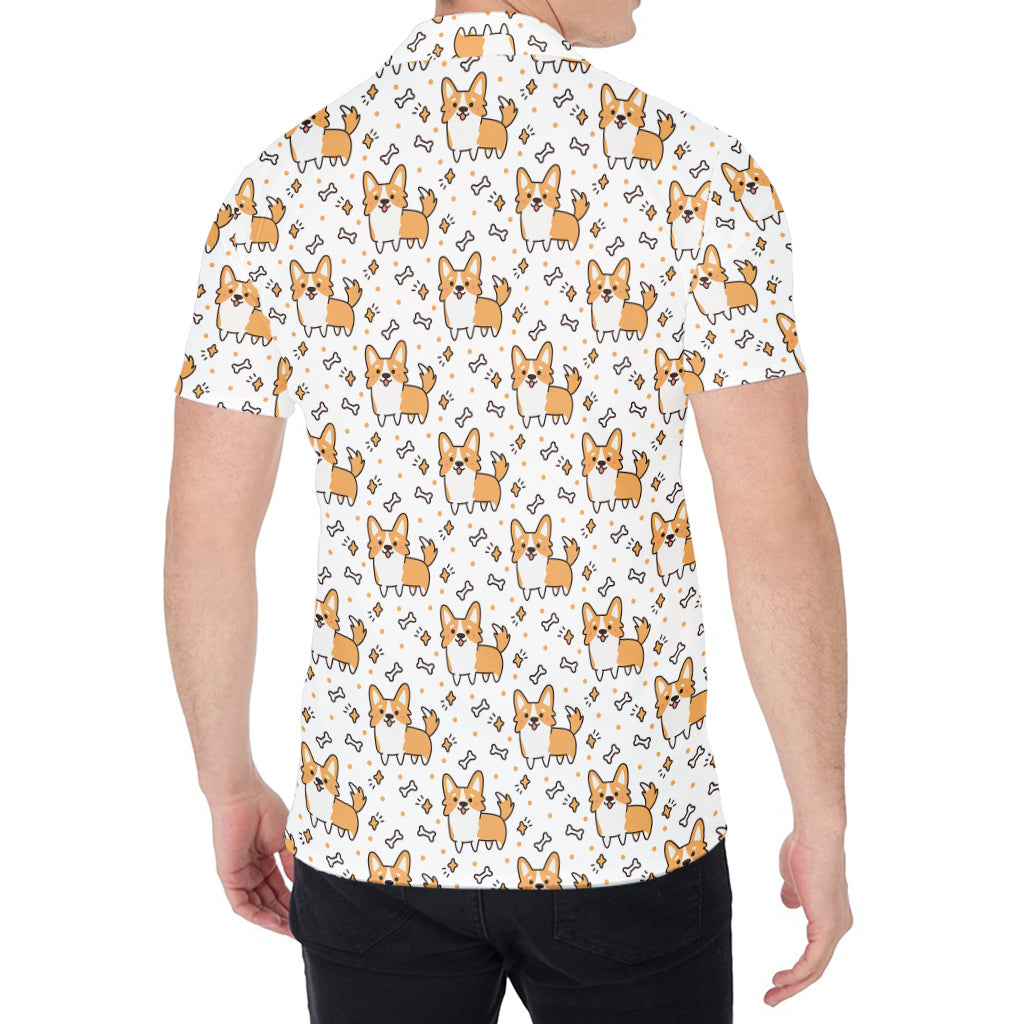 Cartoon Corgi Pattern Print Men's Shirt