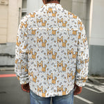 Cartoon Corgi Pattern Print Men's Shirt Jacket