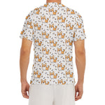 Cartoon Corgi Pattern Print Men's Short Sleeve Rash Guard